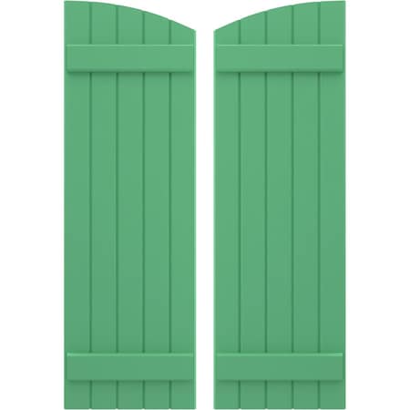 Americraft 5-Board (2 Batten) Wood Joined Board-n-Batten Shutters W/ Ellipt Top, ARW101BE518X62LPH